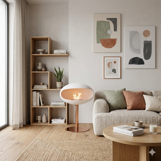 Cocoon Pedestal - White with Copper Base