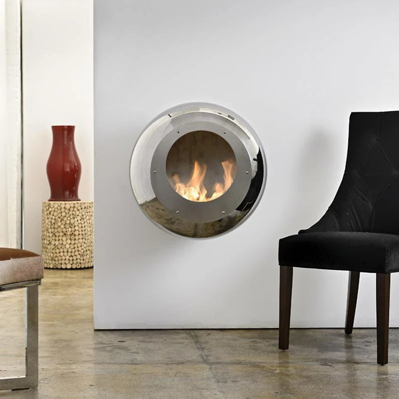 Cocoon Vellum - Wall Mounted Bioethanol Fireplace - Steel