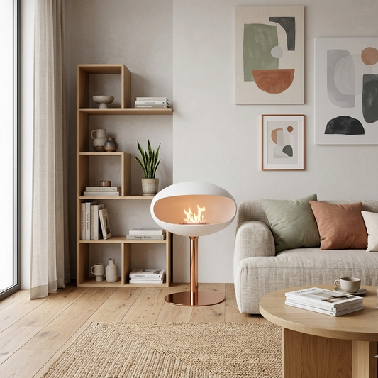 Cocoon Pedestal - White with Copper Base