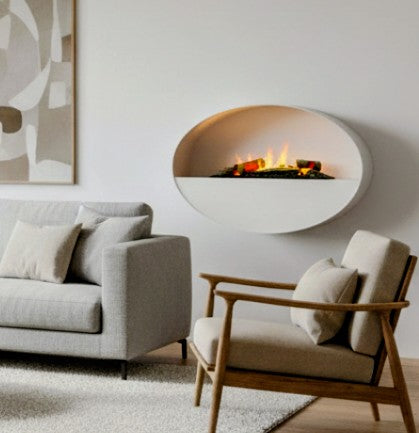 Kjos - Wall-Mounted Water Vapour Fireplace - White