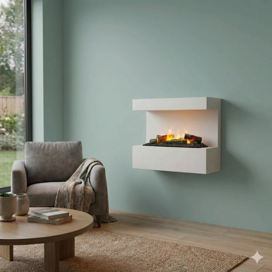 Steinsdal - Wall-Mounted Water Vapour Fireplace - White