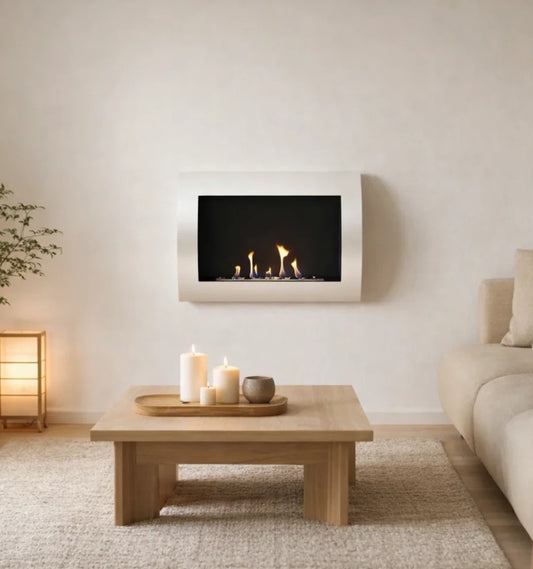 Ocean - Wall Mounted Bioethanol Fireplace - White