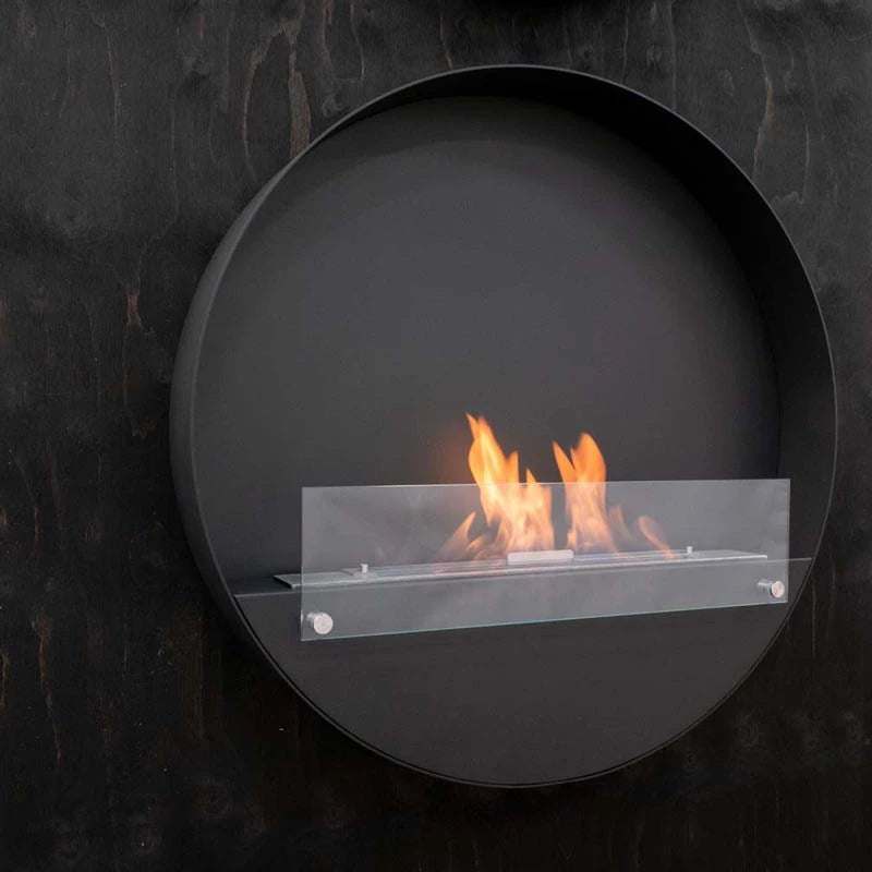 Delaware XL - Wall Mounted Bioethanol Fireplace - Black Round
