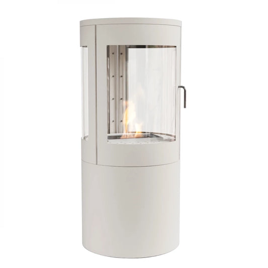 Bio Wood Stove in White with 360 Flameview