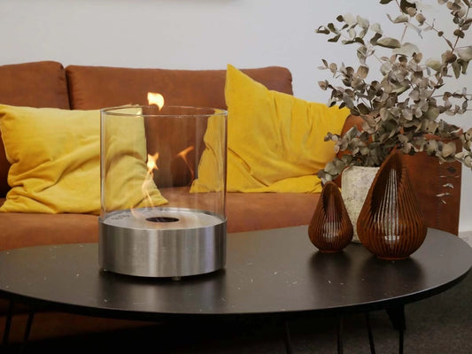 Southwark Round Tabletop Bioethanol Fireplace - Steel