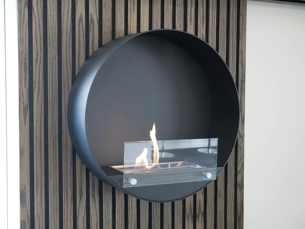 Delaware - Wall Mounted Bioethanol Fireplace - Black Round