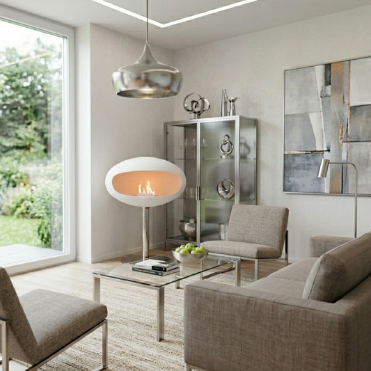 Cocoon Pedestal - White with Steel Base