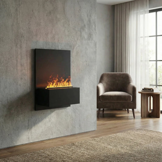 Brekke - Wall-Mounted Water Vapour Fireplace - Black