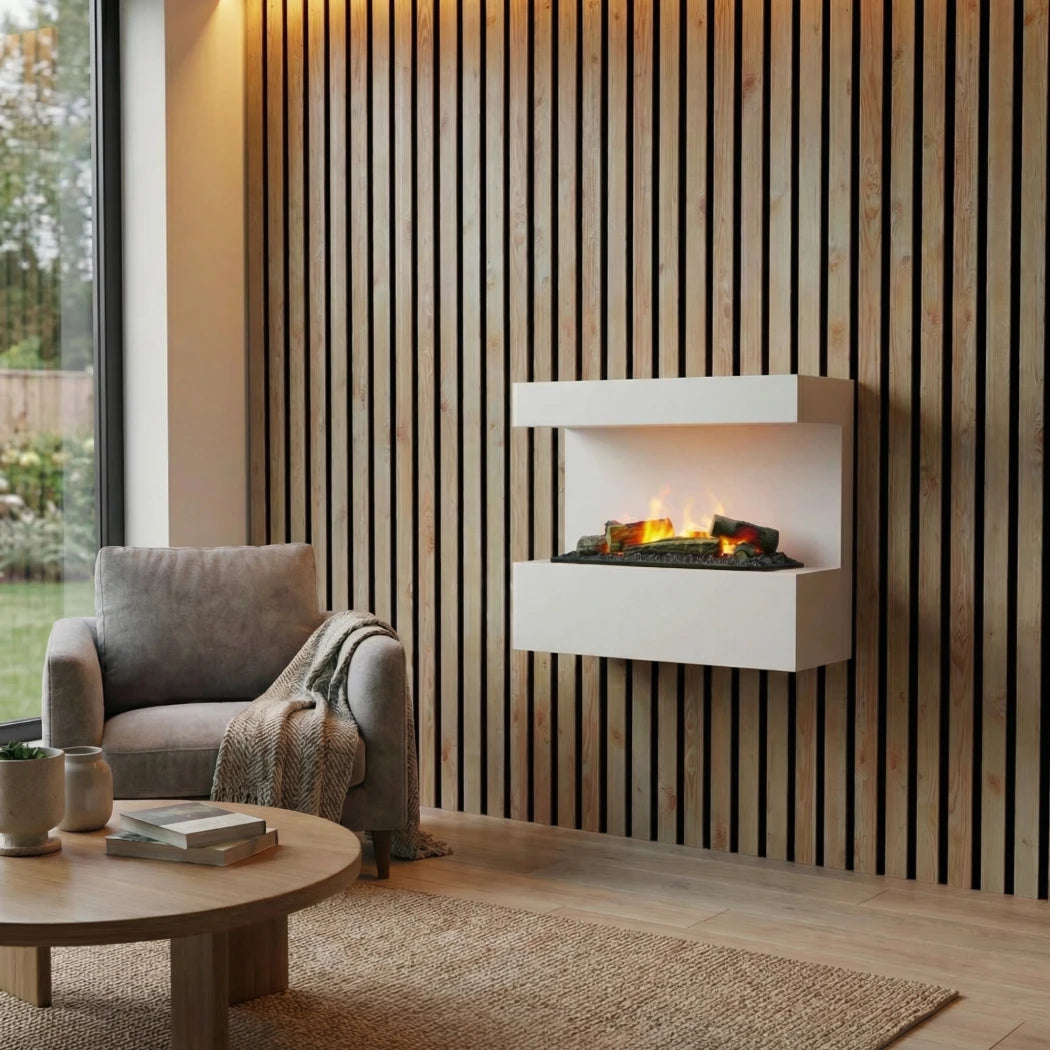Steinsdal - Wall-Mounted Water Vapour Fireplace - White