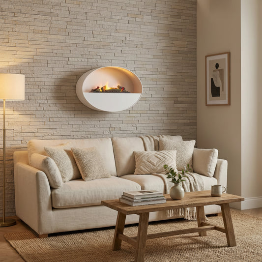 Kjos - Wall-Mounted Water Vapour Fireplace - White