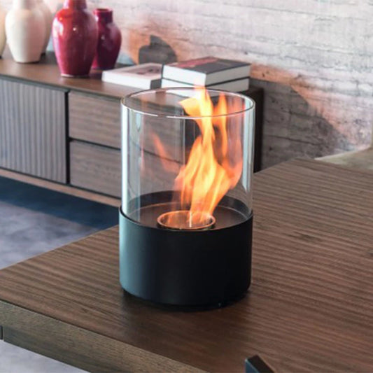 Kennington Round Tabletop Bioethanol Fireplace - Black