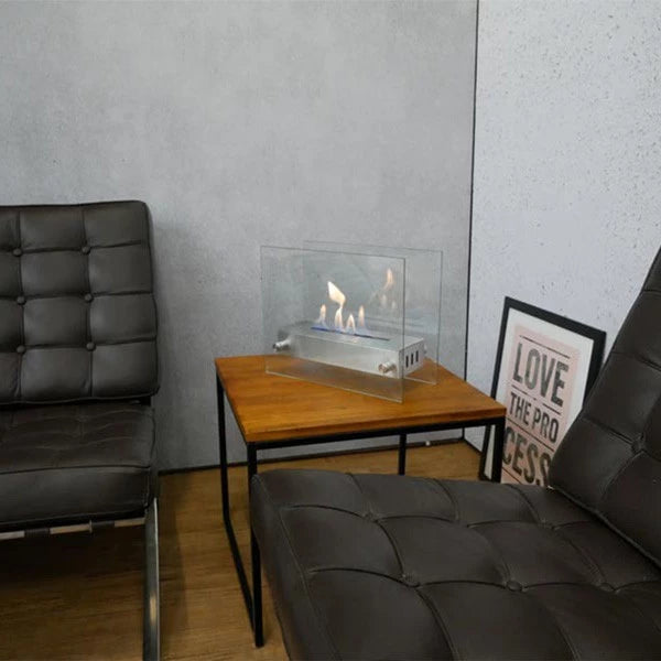 Kensington Tabletop Bioethanol Fireplace - Steel and Glass