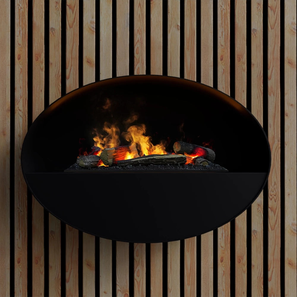 Kjos - Wall-mounted Water Vapour Fireplace in Black