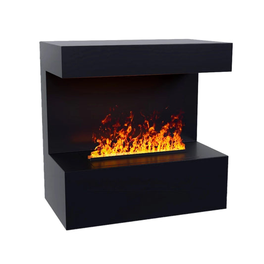 Late - Wall-mounted Water Vapour Fireplace in Black