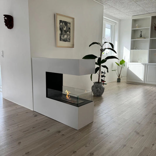 Topeka Bioethanol Fireplace - White 3-Sided