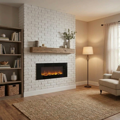 Azurite Wall-Mounted Electric Fireplace - 127 cm - Black