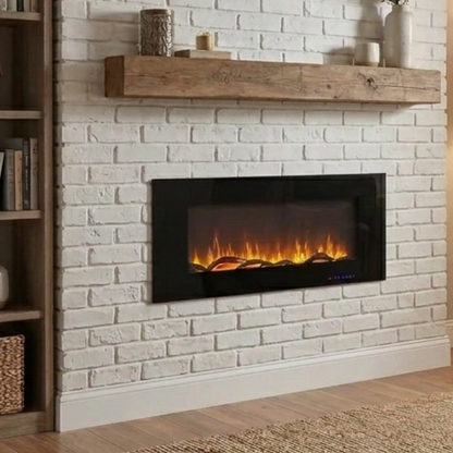 Azurite Wall-Mounted Electric Fireplace - 127 cm - Black