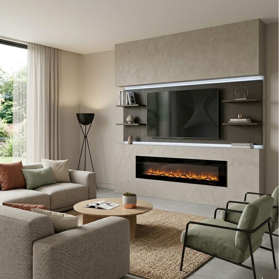 Azurite Wall-Mounted Electric Fireplace - 213 cm