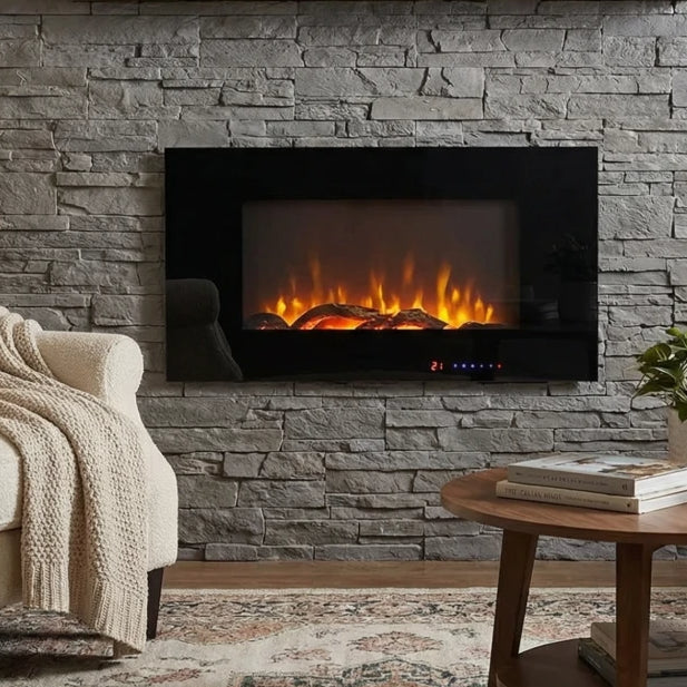 Azurite Wall-Mounted Electric Fireplace - 91 cm
