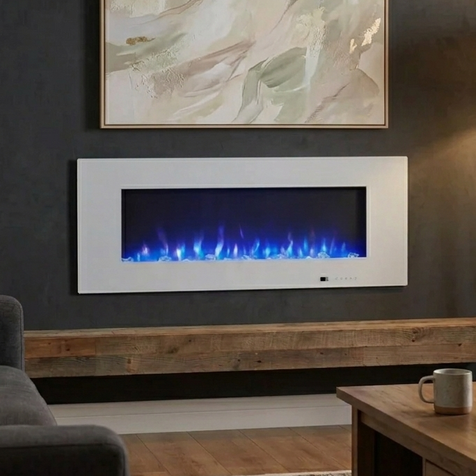 Azurite Wall-Mounted Electric Fireplace - 127 cm - White