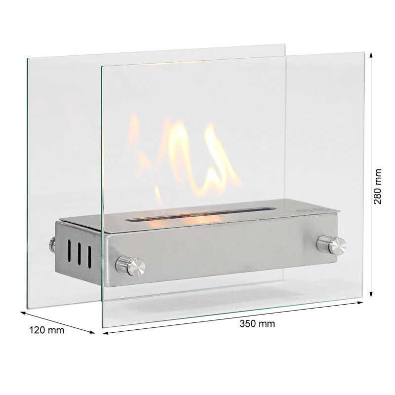 Kensington Tabletop Bioethanol Fireplace - Steel and Glass