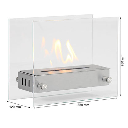Kensington Tabletop Bioethanol Fireplace - Steel and Glass