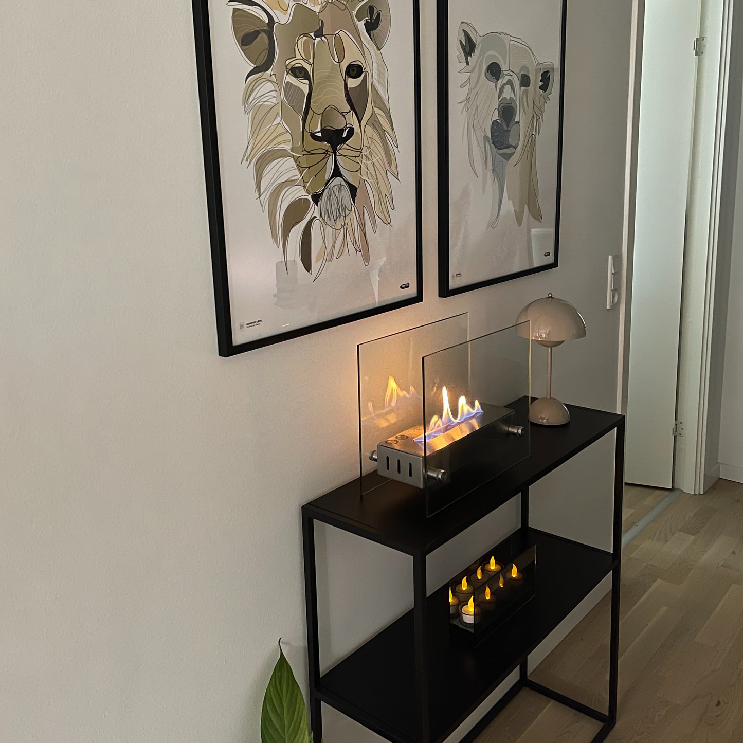 Kensington Tabletop Bioethanol Fireplace - Steel and Glass