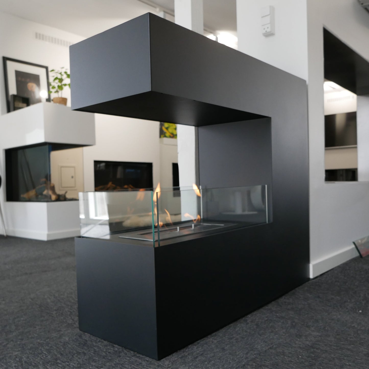 Topeka Bioethanol Fireplace - Black 3-Sided