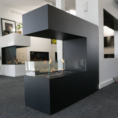 Topeka Bioethanol Fireplace - Black 3-Sided