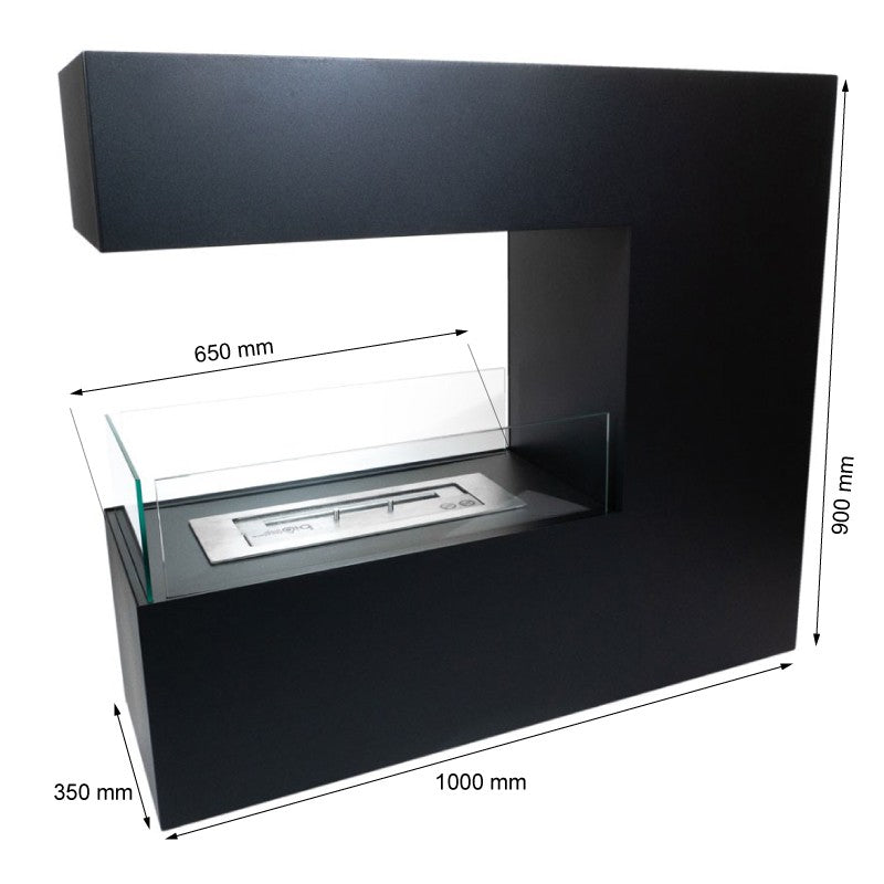 Topeka Bioethanol Fireplace - Black 3-Sided