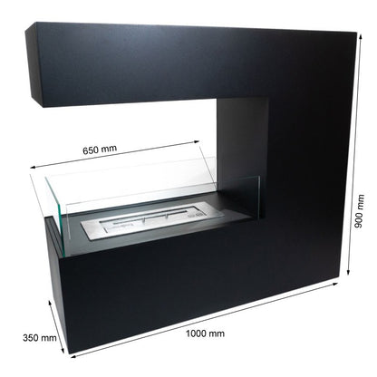 Topeka Bioethanol Fireplace - Black 3-Sided