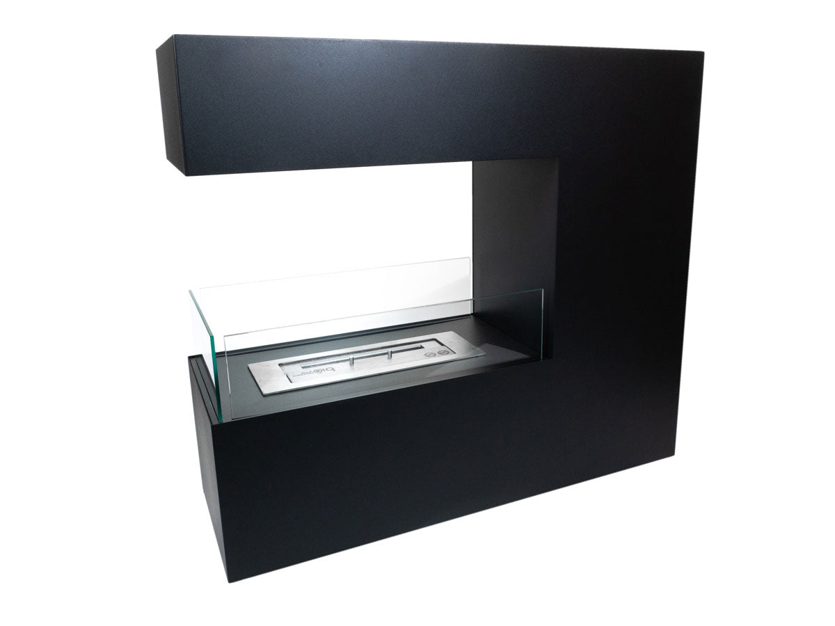 Topeka Bioethanol Fireplace - Black 3-Sided