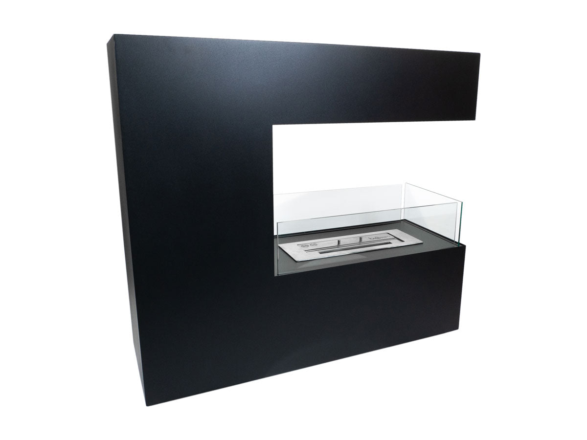 Topeka Bioethanol Fireplace - Black 3-Sided