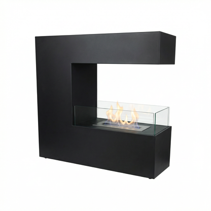 Topeka Bioethanol Fireplace - Black 3-Sided