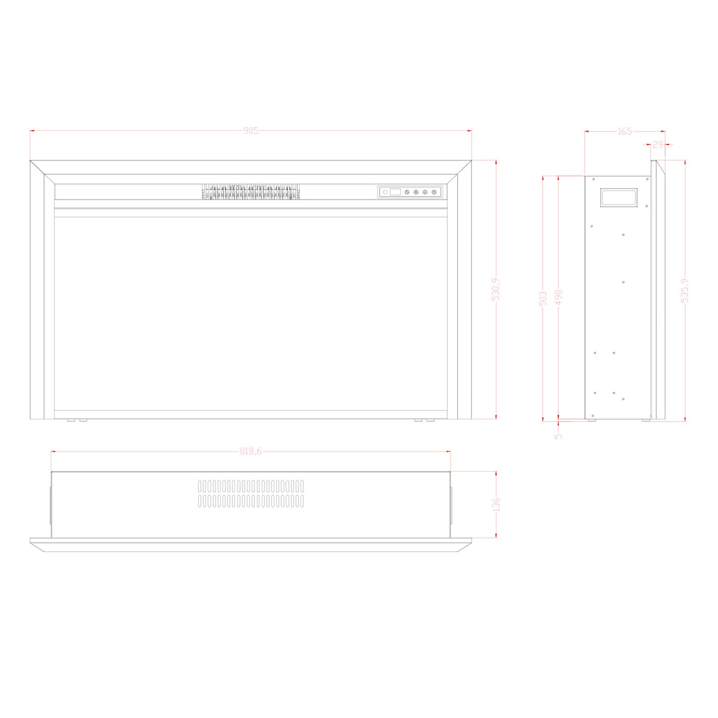 Pyrope Electric Fireplace Insert - 90 cm