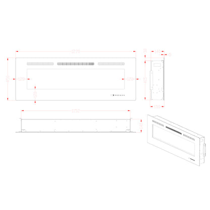 Titanite Built-In Electric Fireplace - 127cm