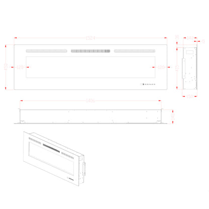 Titanite Built-in Electric Fireplace - 152 cm