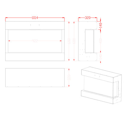 Feroza Wall-Mounted Electric Fireplace - 101 cm