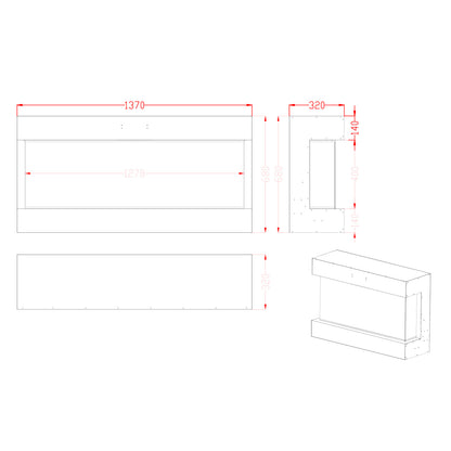 Feroza Wall-Mounted Electric Fireplace - 137 cm