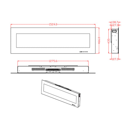 Azurite Wall-Mounted Electric Fireplace - 152 cm