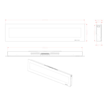 Azurite Wall-Mounted Electric Fireplace - 213 cm