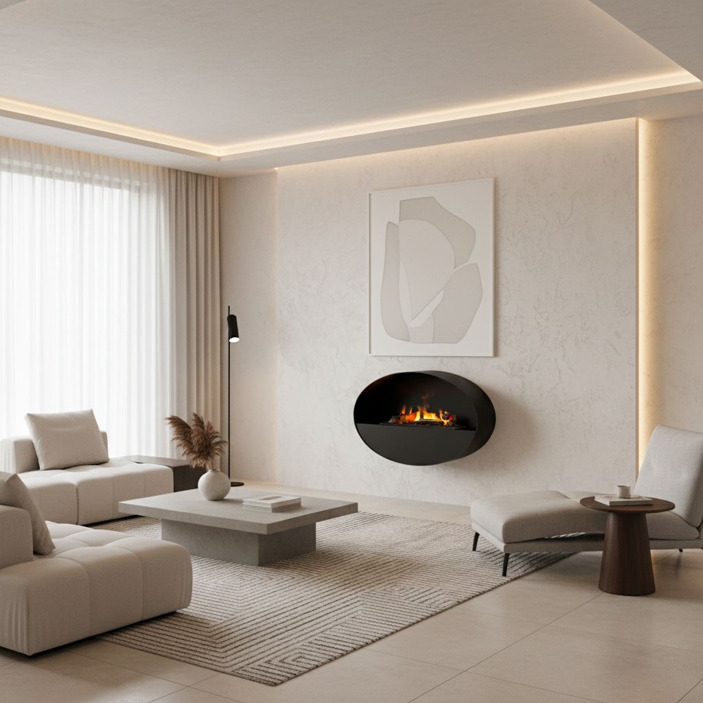 Kjos - Wall-Mounted Water Vapour Fireplace - Black