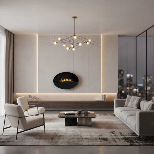 Kjos - Wall-Mounted Water Vapour Fireplace - Black
