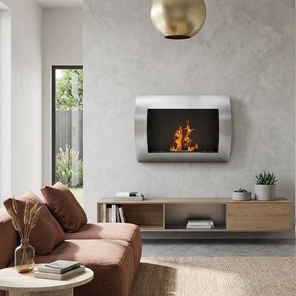 Ocean -  Wall Mounted Bioethanol Fireplace - Steel