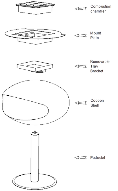 Cocoon Pedestal - Black with Steel Base