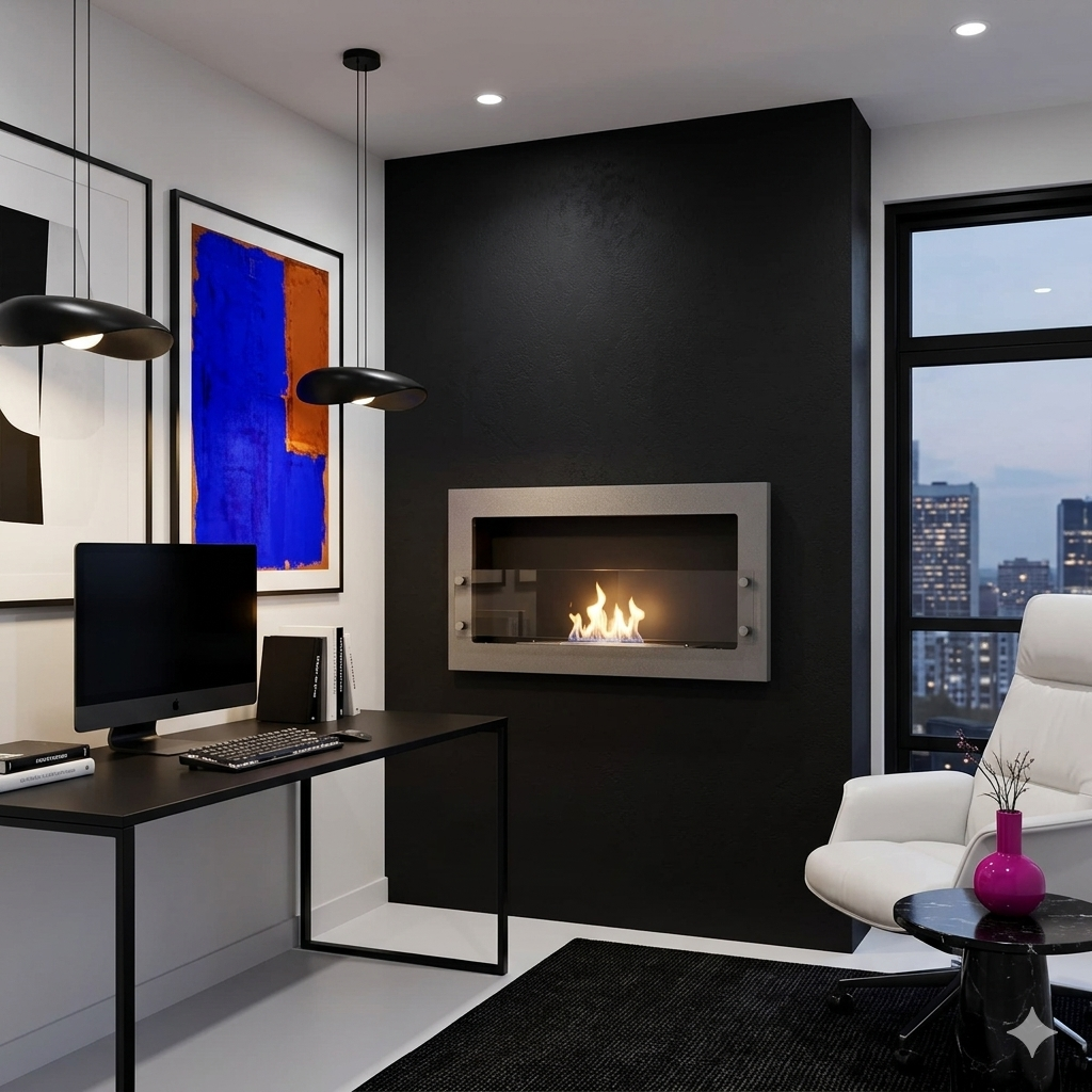 Texas - Wall Mounted Bioethanol Fireplace - Steel