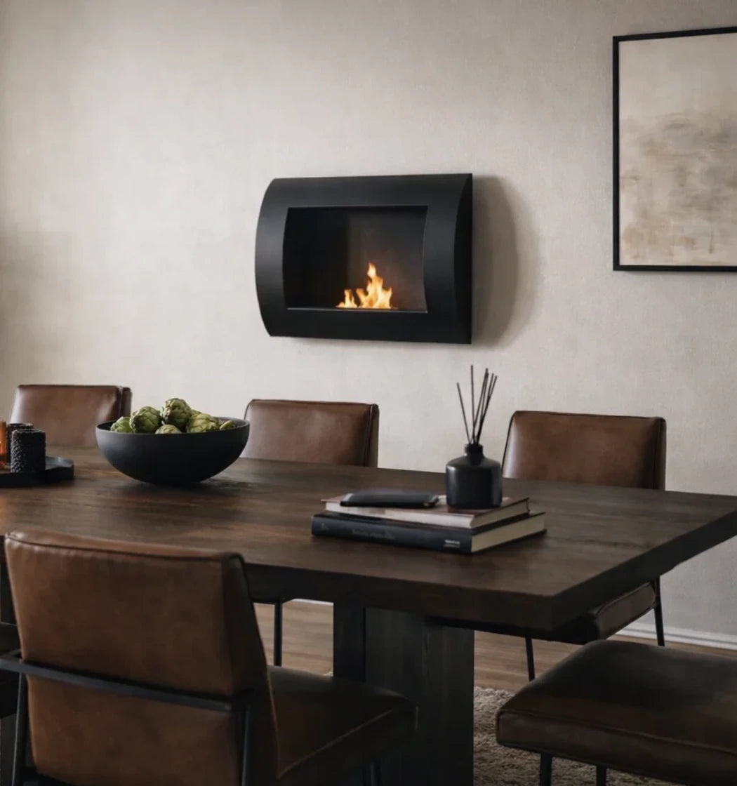 Ocean - Wall Mounted Bioethanol Fireplace - Black