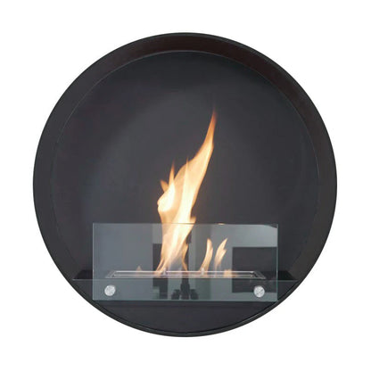 Delaware - Wall Mounted Bioethanol Fireplace - Black Round