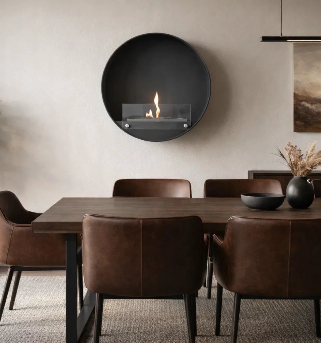 Delaware - Wall Mounted Bioethanol Fireplace - Black Round
