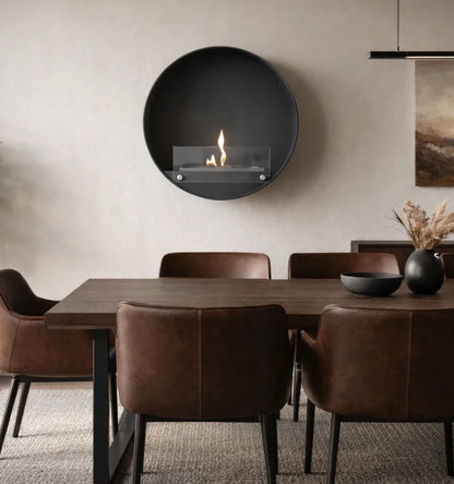 Delaware - Wall Mounted Bioethanol Fireplace - Black Round